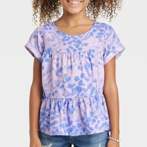 Cat & Jack Girls' Short Sleeve Tiered Woven Shirt